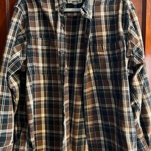 Duluth Trading Co Men's Plaid Shirt - Brown and Black